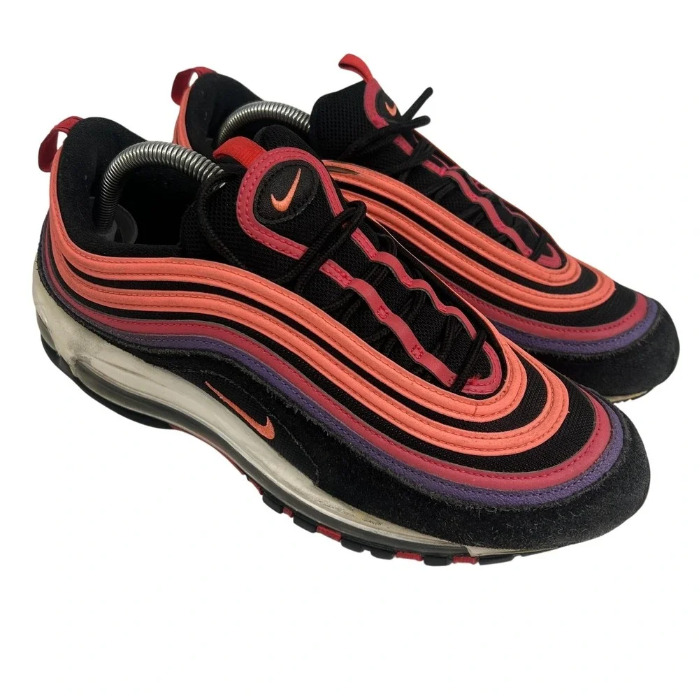 Nike Air Max 97 Sunset Mens Size 9.5 Black Red Purple Sneakers DJ5137-001‎